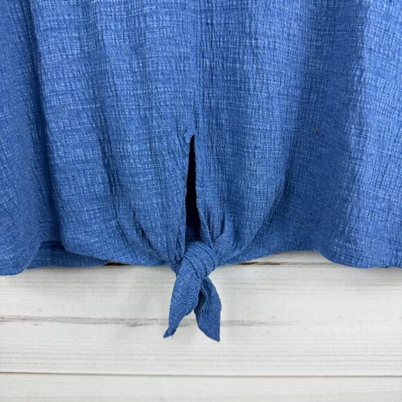 Cable & Gauge Blue Tie Knot Short Sleeve Blouse Size Large - Picture 4 of 7